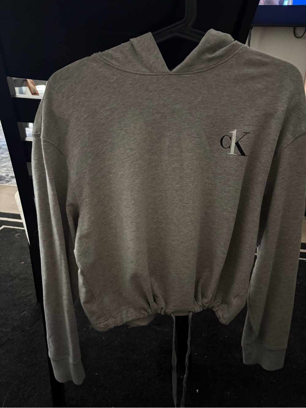Calvin Klein Light Gray Crewneck Hoodie with CK Logo
